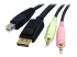 StarTech.com 6ft 4-in-1 USB DisplayPort® KVM Switch Cable w/ Audio & Microphone (DP4N1USB6) - Närbild