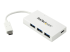 StarTech.com 4 Port USB C Hub with 1x USB-C & 3x USB-A Ports (SuperSpeed 5Gbps), USB Bus Powered, Compact Portable/Laptop USB 3.0 Adapter Hub, USB 3.1 Gen 1/USB 3.2 Gen 1 Type-C Hub, White - Höger vinkel